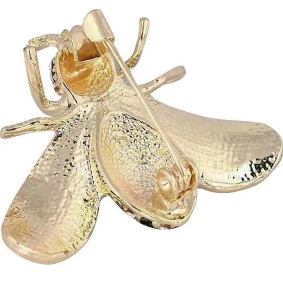 Honey Bee Rhinestone Brooch Pin Gold - Picture 4 of 10
